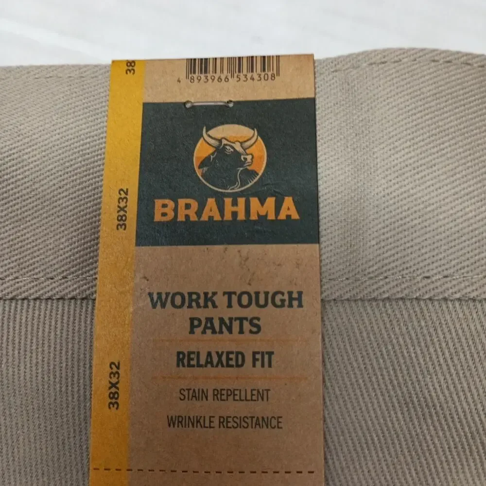 Brahma Men's Work Tough Pants Size 38x32‎ Sandy Taupe Relaxed